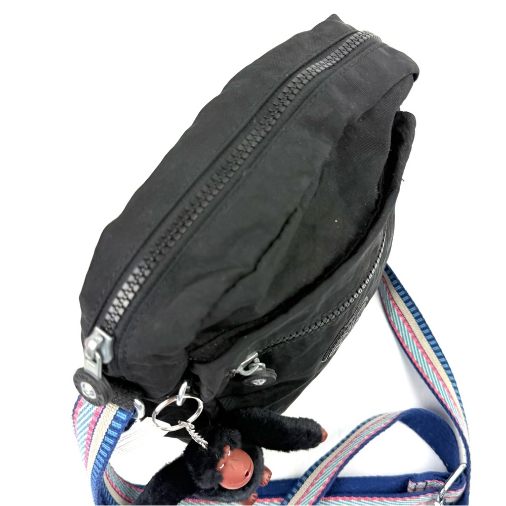 Kipling Crossbody Bag Black Striped Strap‎ Handbag Purse Unique Saddle Handbag - Picture 4 of 11